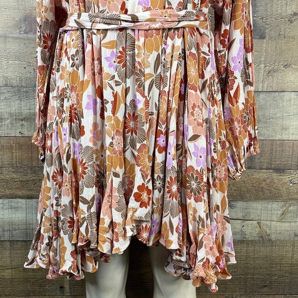 Talulah Gotta Have It Dress Long Sleeve Brown Purple Floral SZ Large - Picture 3 of 12